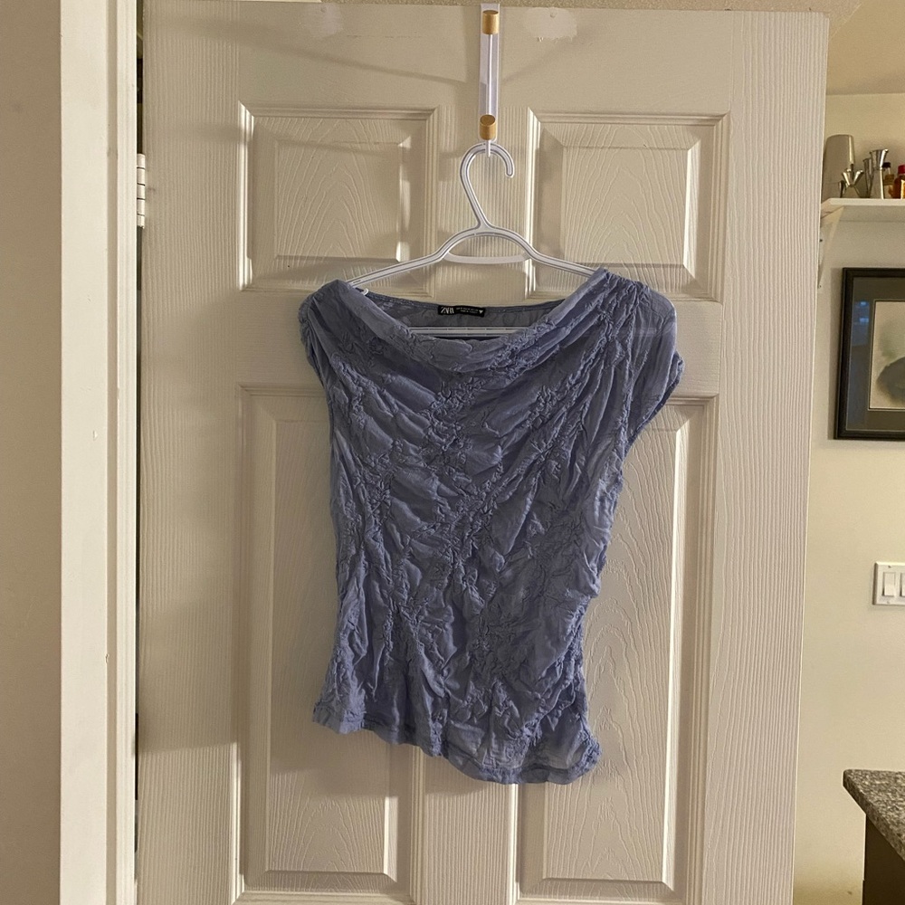 Sheer Asymmetric Overlay Top - Picture 4 of 13